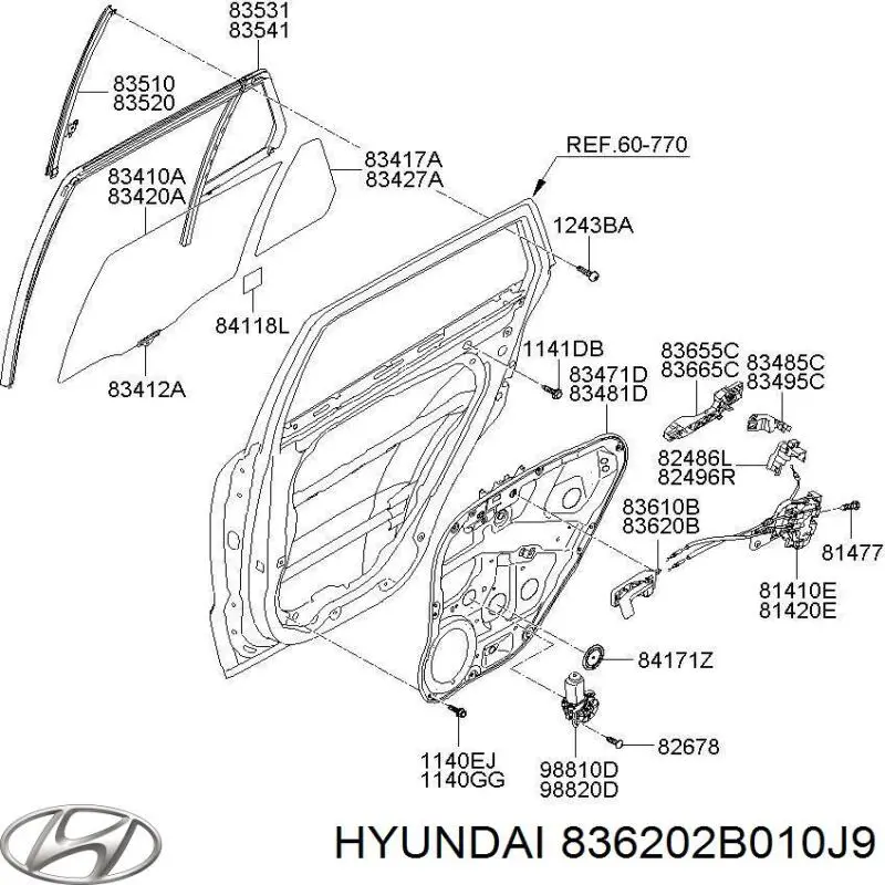 Manecilla de puerta, equipamiento habitáculo, trasera derecha Hyundai Santa Fe 2 (CM)