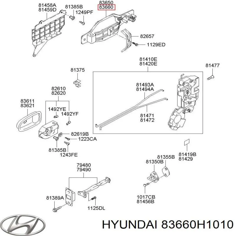 Tirador de puerta exterior trasero derecho para Hyundai Terracan (HP)