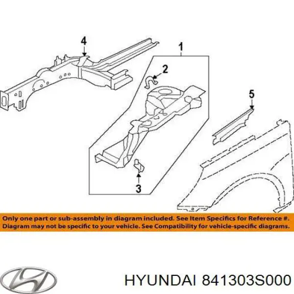 841303S000 Hyundai/Kia sello de guardabarros