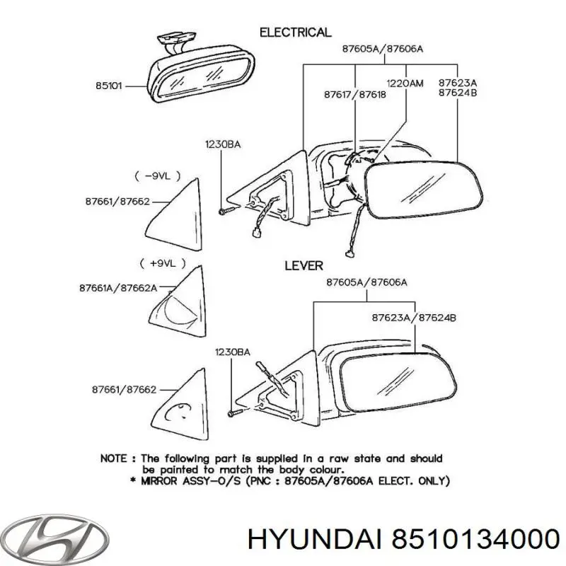 Espejo interior Hyundai Sonata III sedán (1993 - 1998) precio, desde 39,20 EUR