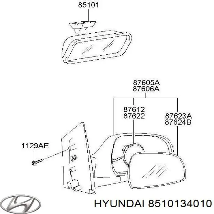 Espejo retrovisor interior para Hyundai Matrix (FC)