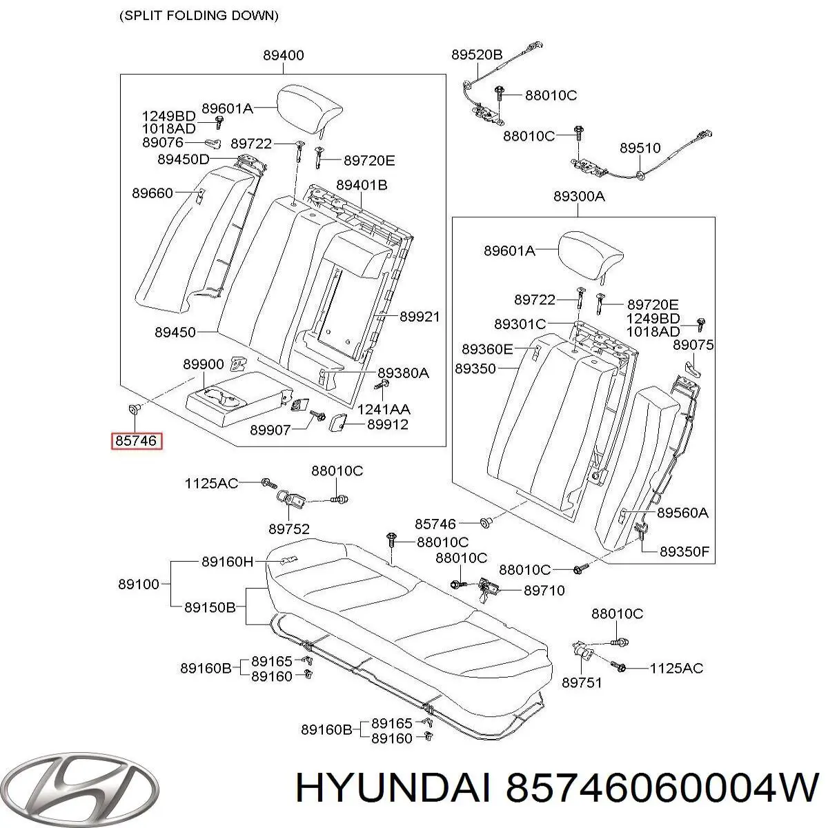 8574606000EQ Hyundai/Kia clips de fijación de parachoques trasero