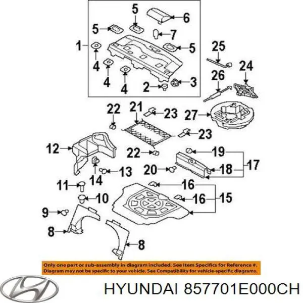 857701E000CH Hyundai/Kia panel del maletero trasero