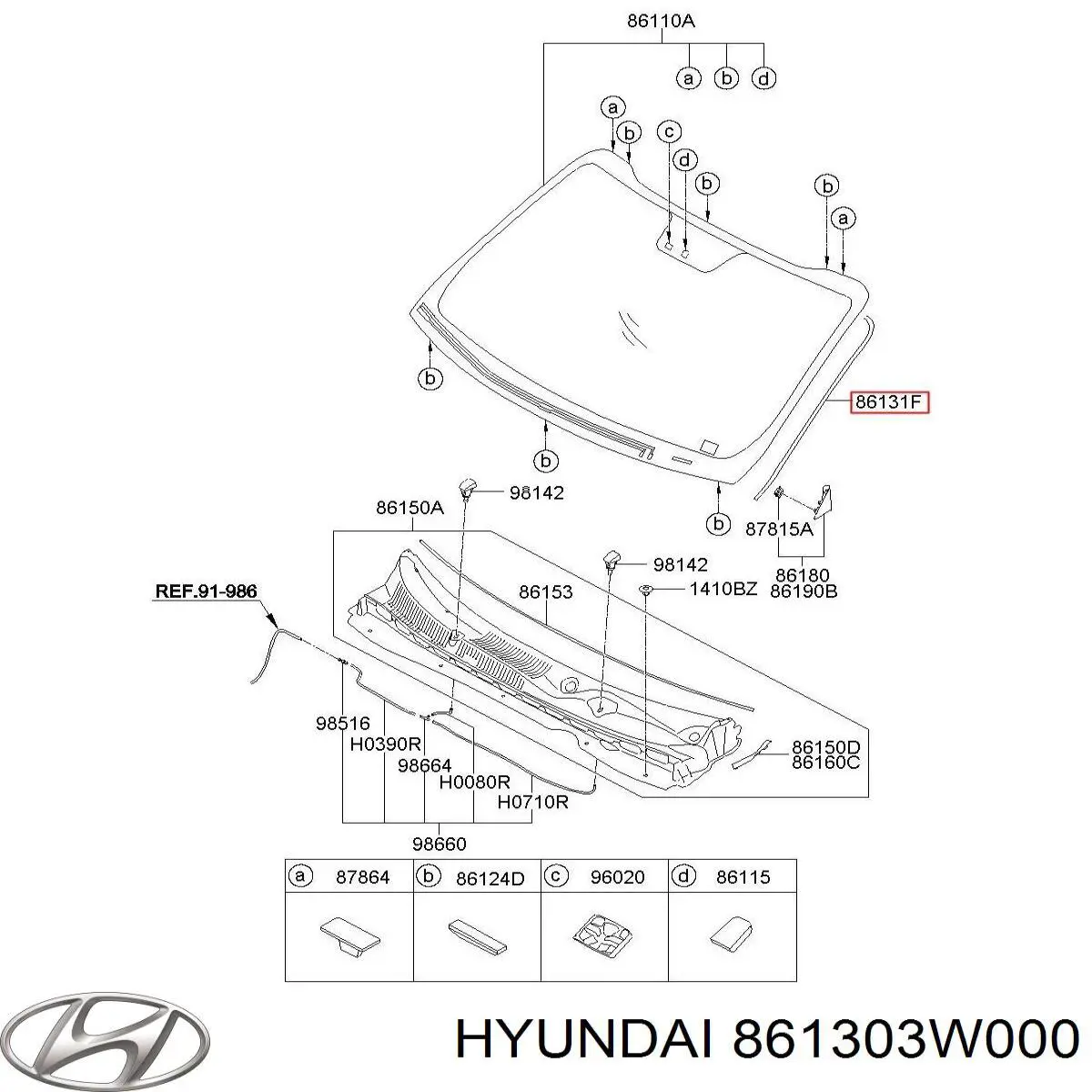 Junta del parabrisas Hyundai/Kia 861303W000 precio, desde 48,44 EUR