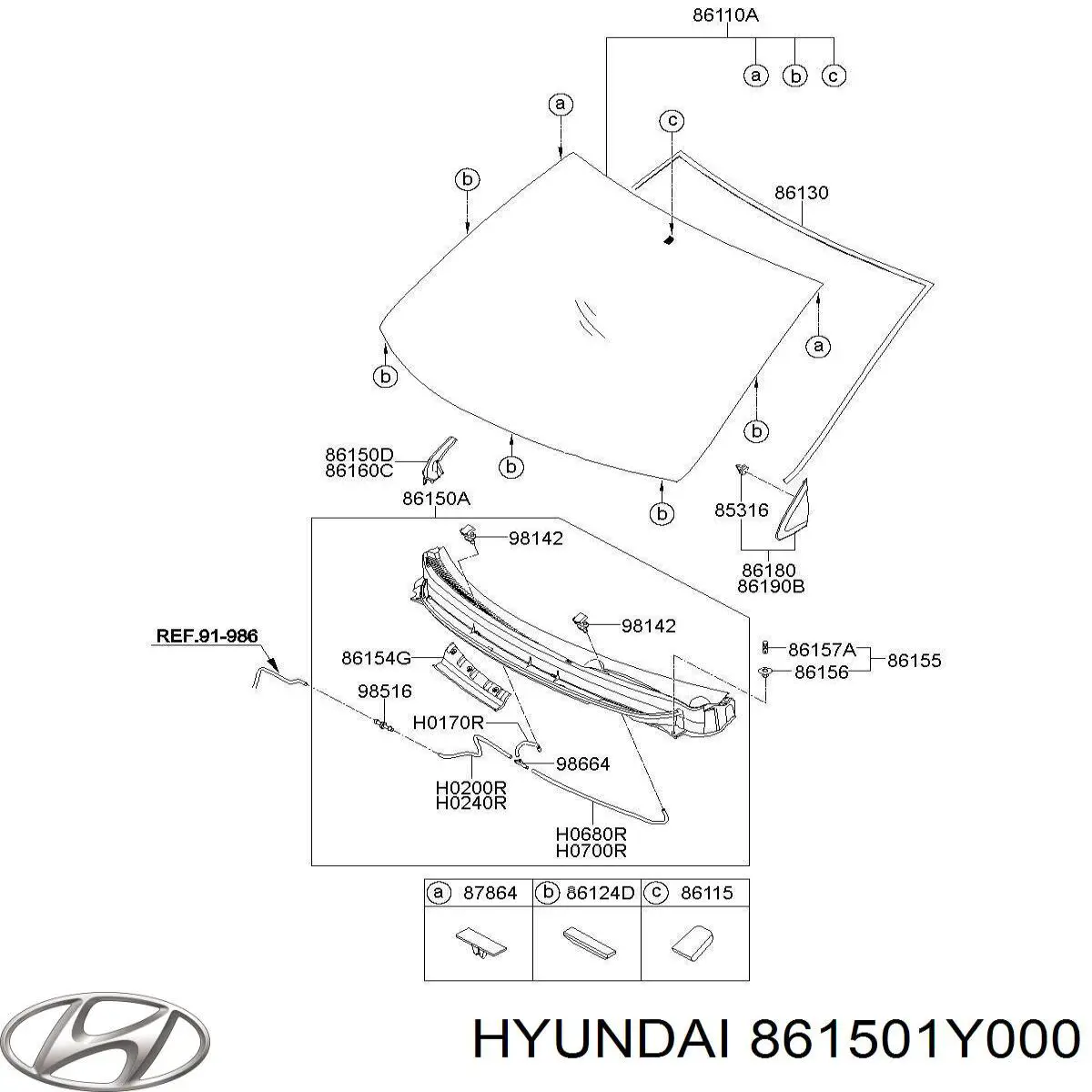 861501Y000 Hyundai/Kia rejilla de entrada de aire interior