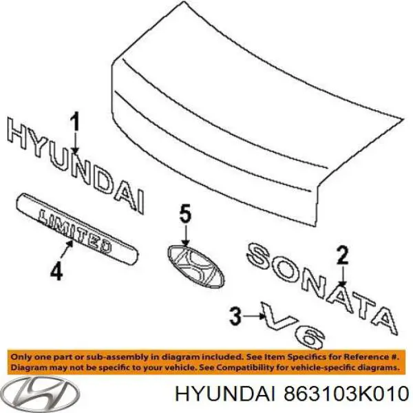 Logotipo de tapa de maletero para Hyundai Sonata V NF