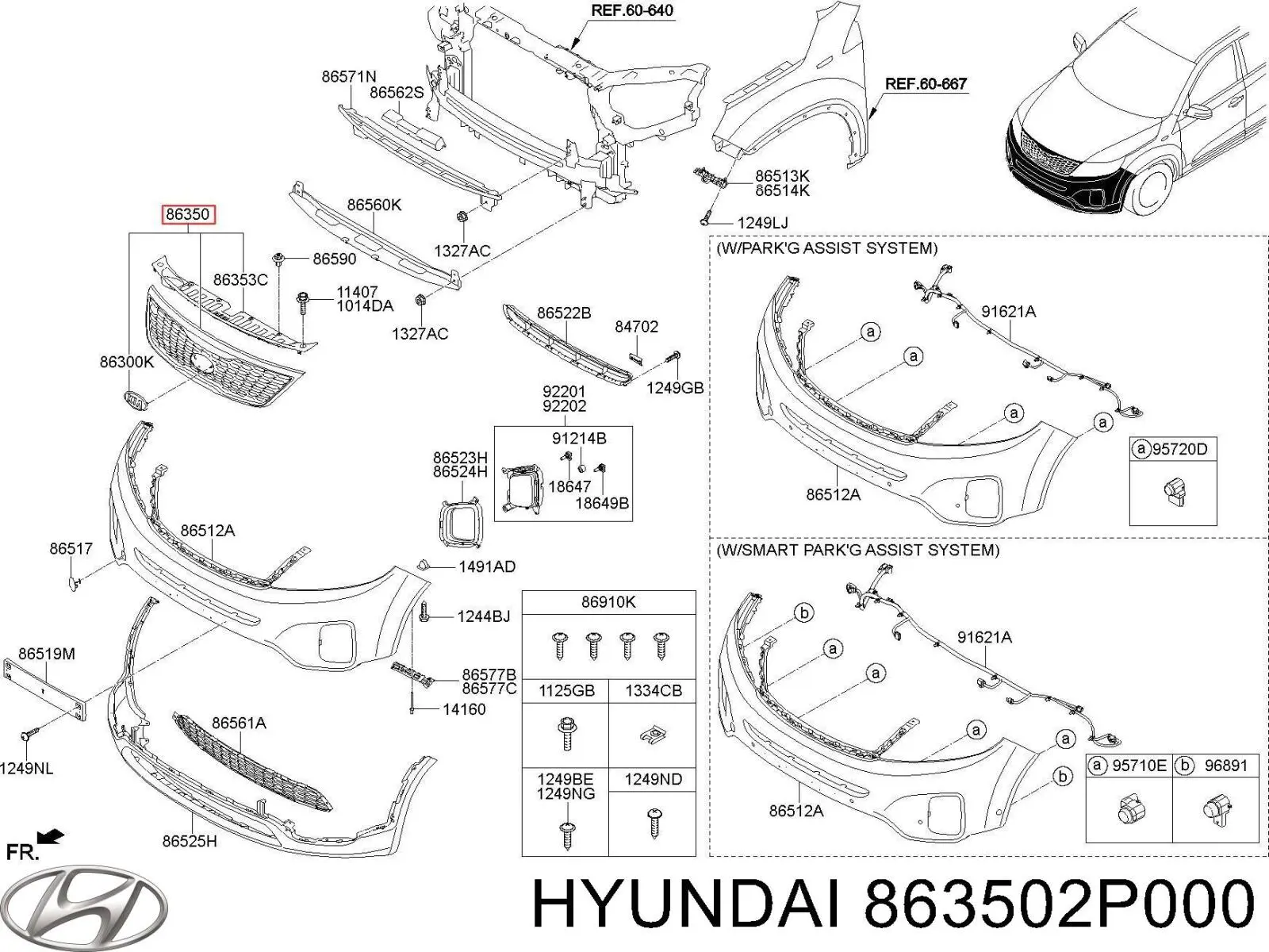 Rejilla Hyundai/Kia 863502P000