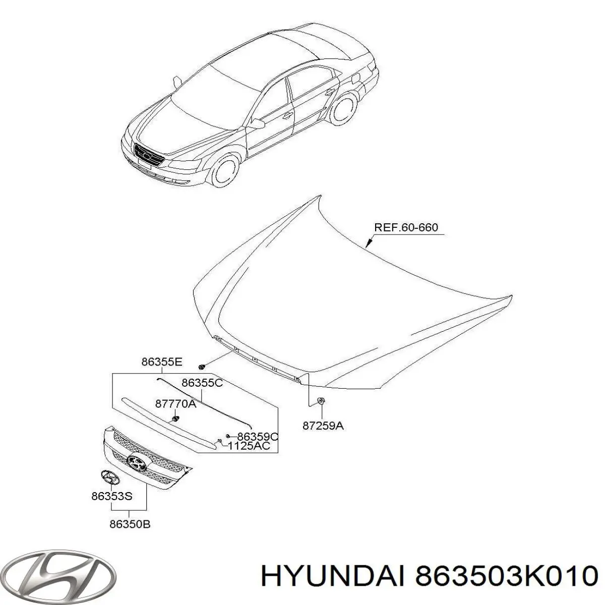 863503K010 Hyundai/Kia panal de radiador