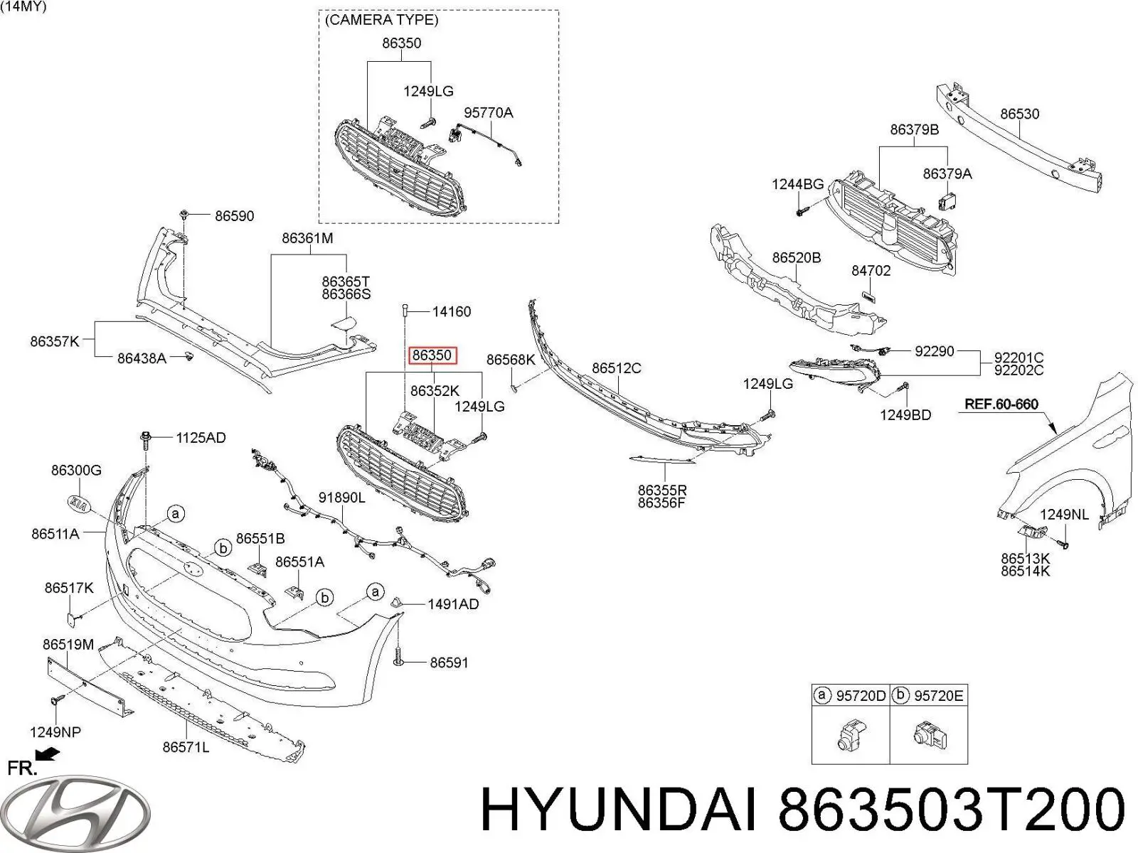 863503T200 Hyundai/Kia rejilla de radiador