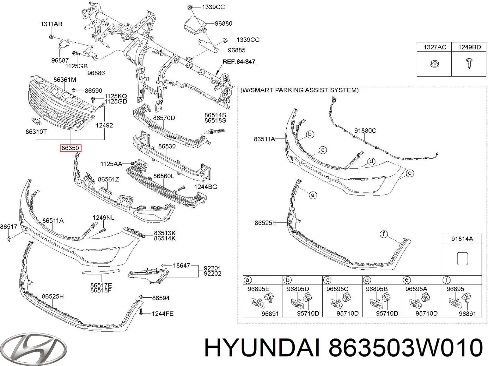 Comprar 863503W010 Hyundai/Kia Rejilla frontal