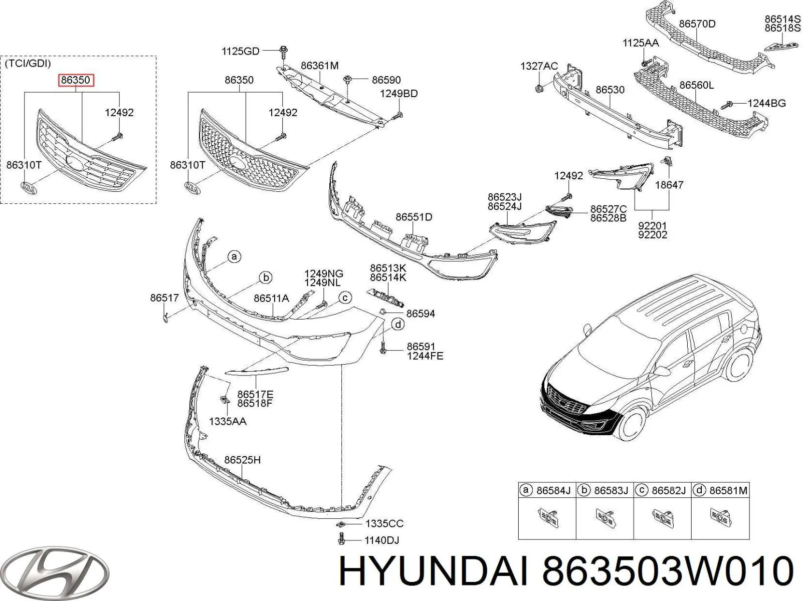 863503W010 Hyundai/Kia parrilla