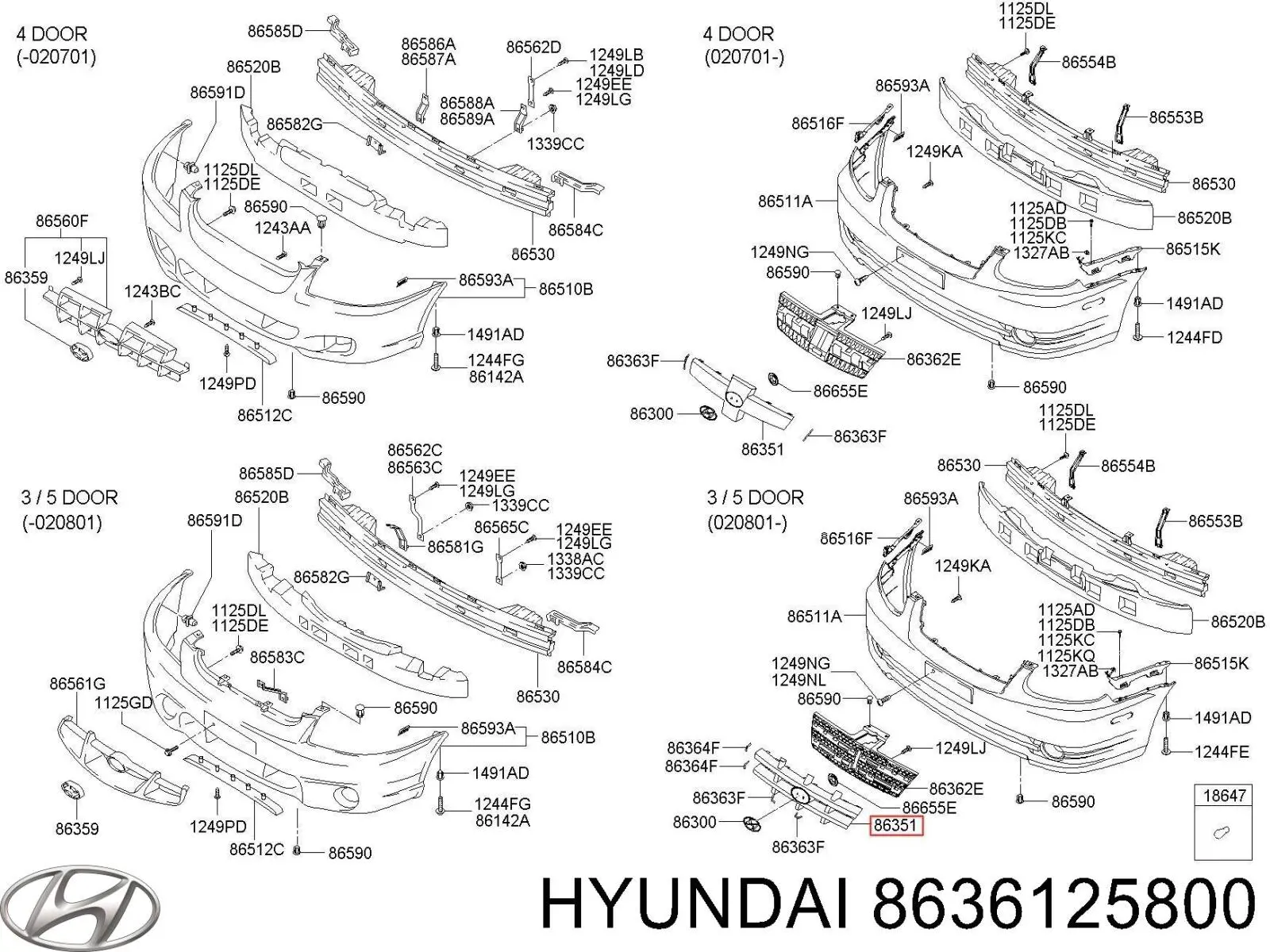 8636125620 Hyundai/Kia parrilla
