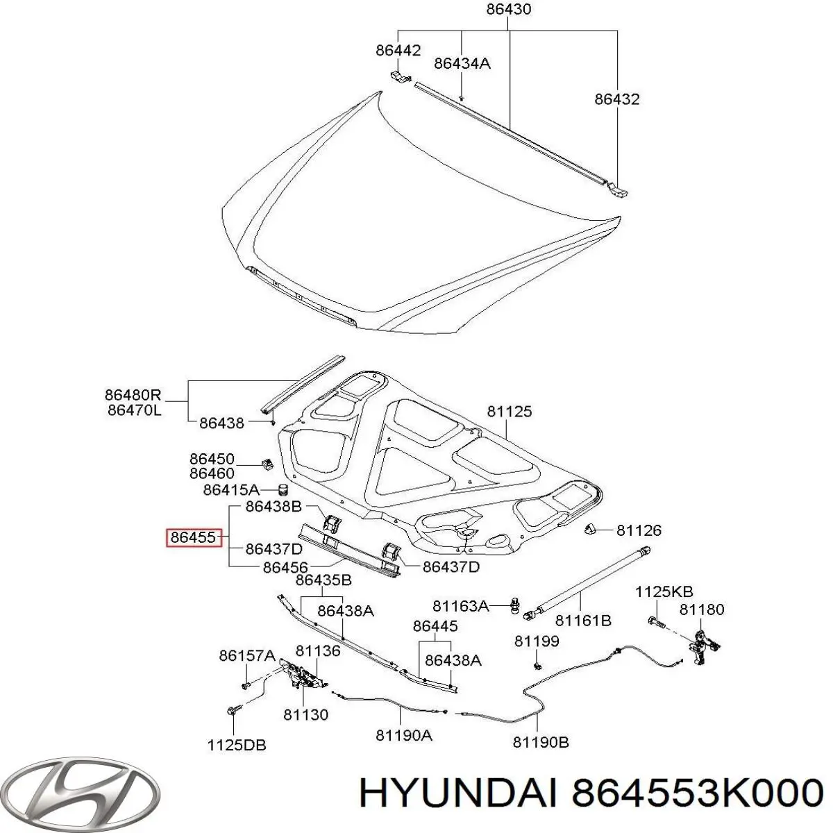 Sellador del capó Hyundai/Kia 864553K000 precio, desde 12,14 EUR
