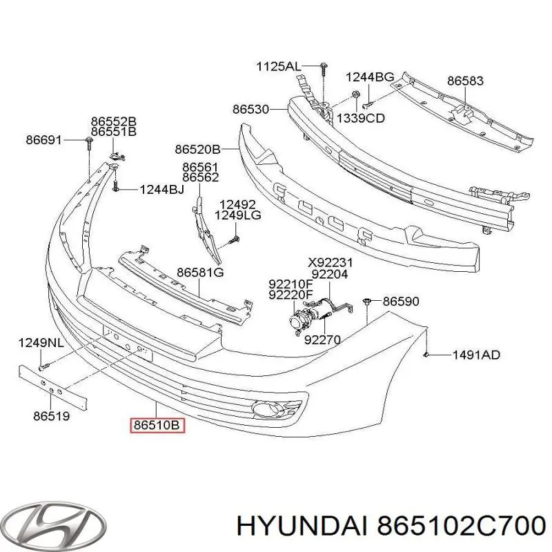 865102C700 Hyundai/Kia paragolpes delantero