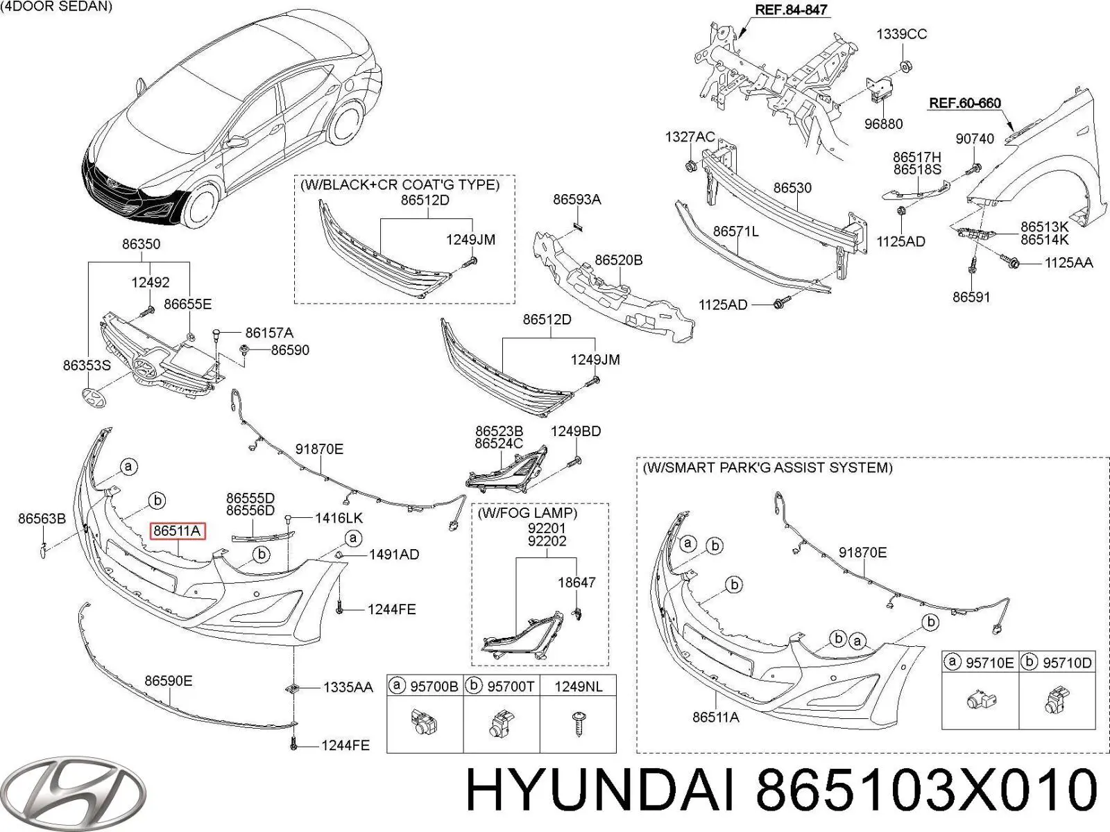 865103X010 Hyundai/Kia paragolpes delantero
