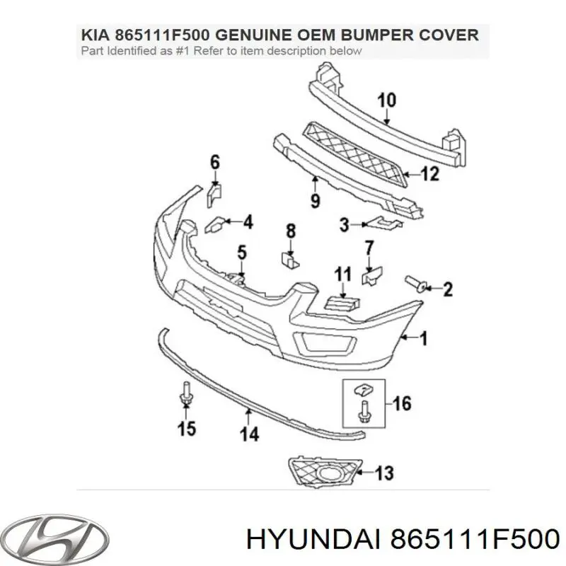 865111F500 Hyundai/Kia parachoques delantero