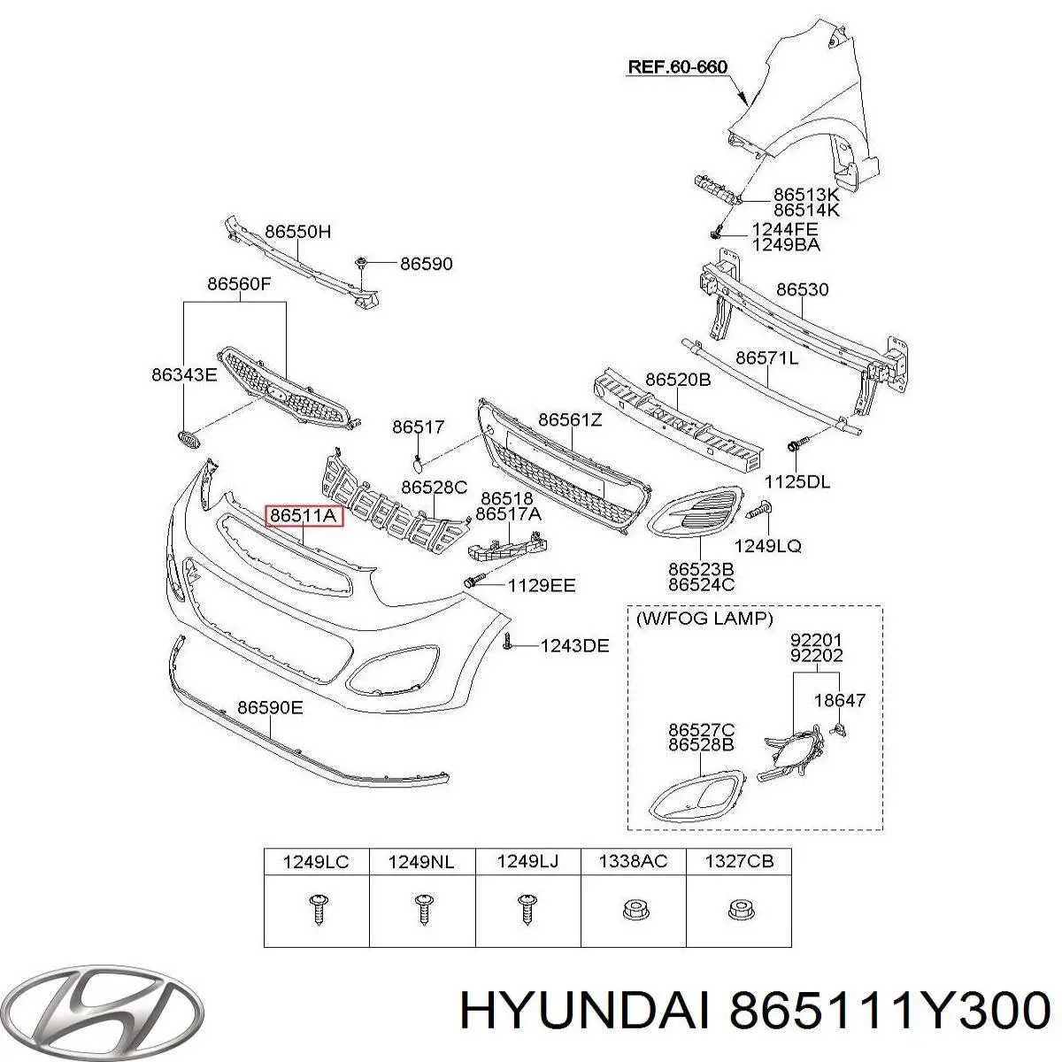 865111Y300 Hyundai/Kia paragolpes delantero