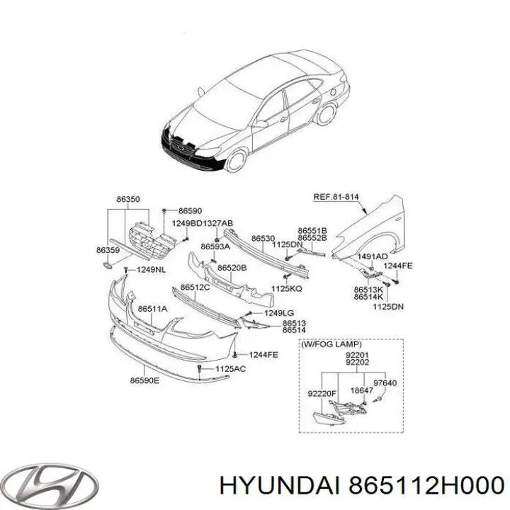 Paragolpes 865112H000 Hyundai/Kia