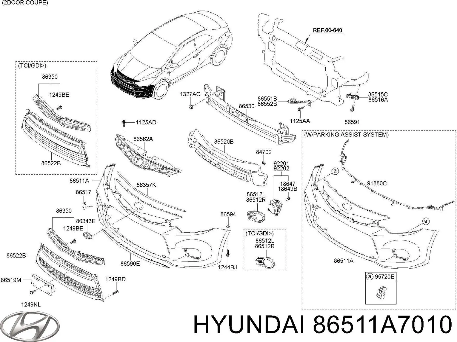 86511A7010 Hyundai/Kia paragolpes delantero