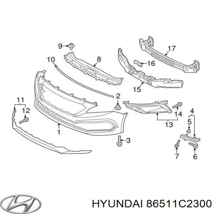 Parachoques delantero Hyundai/Kia 86511C2300 precio, desde 93,30 EUR