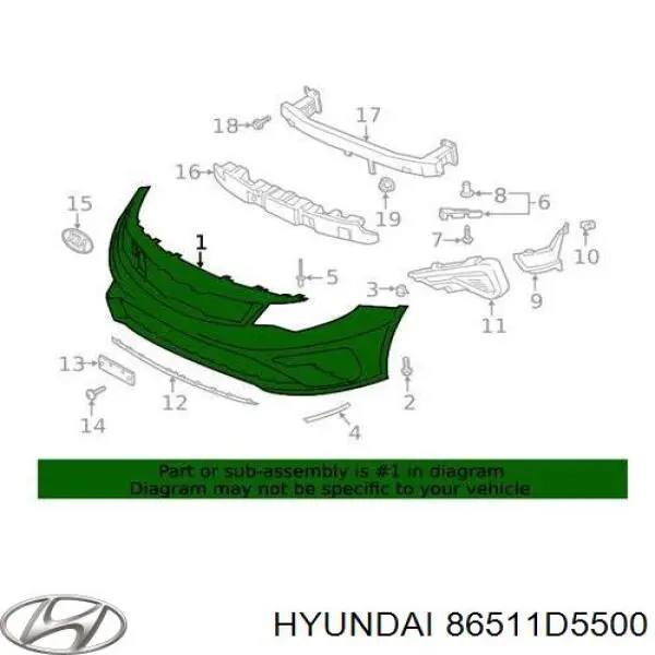 86511D5500 Hyundai/Kia parachoques delantero