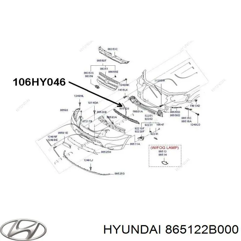 865122B000 Hyundai/Kia rejilla de radiador
