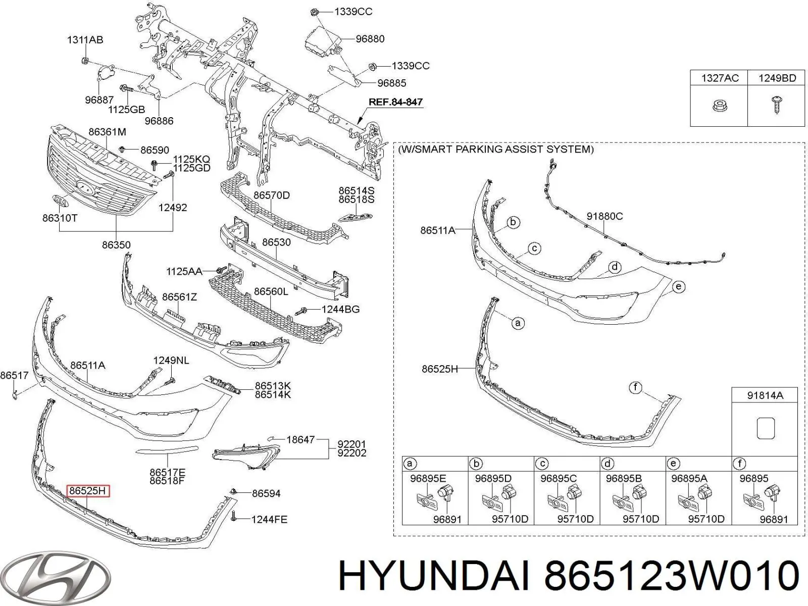 865123W010 Hyundai/Kia parachoques delantero, parte inferior