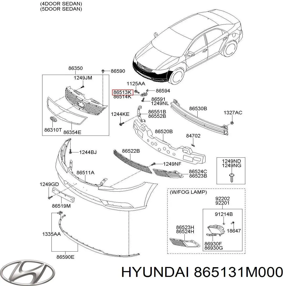 865131M000 Hyundai/Kia soporte de parachoques delantero izquierdo