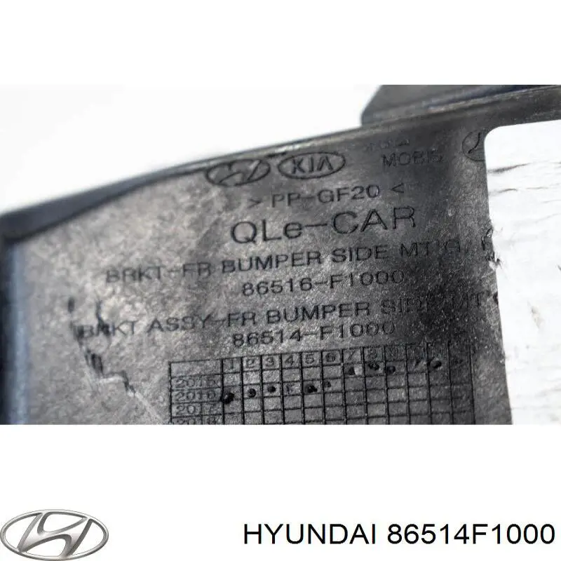 86514F1000 Hyundai/Kia soporte de parachoques delantero exterior derecho