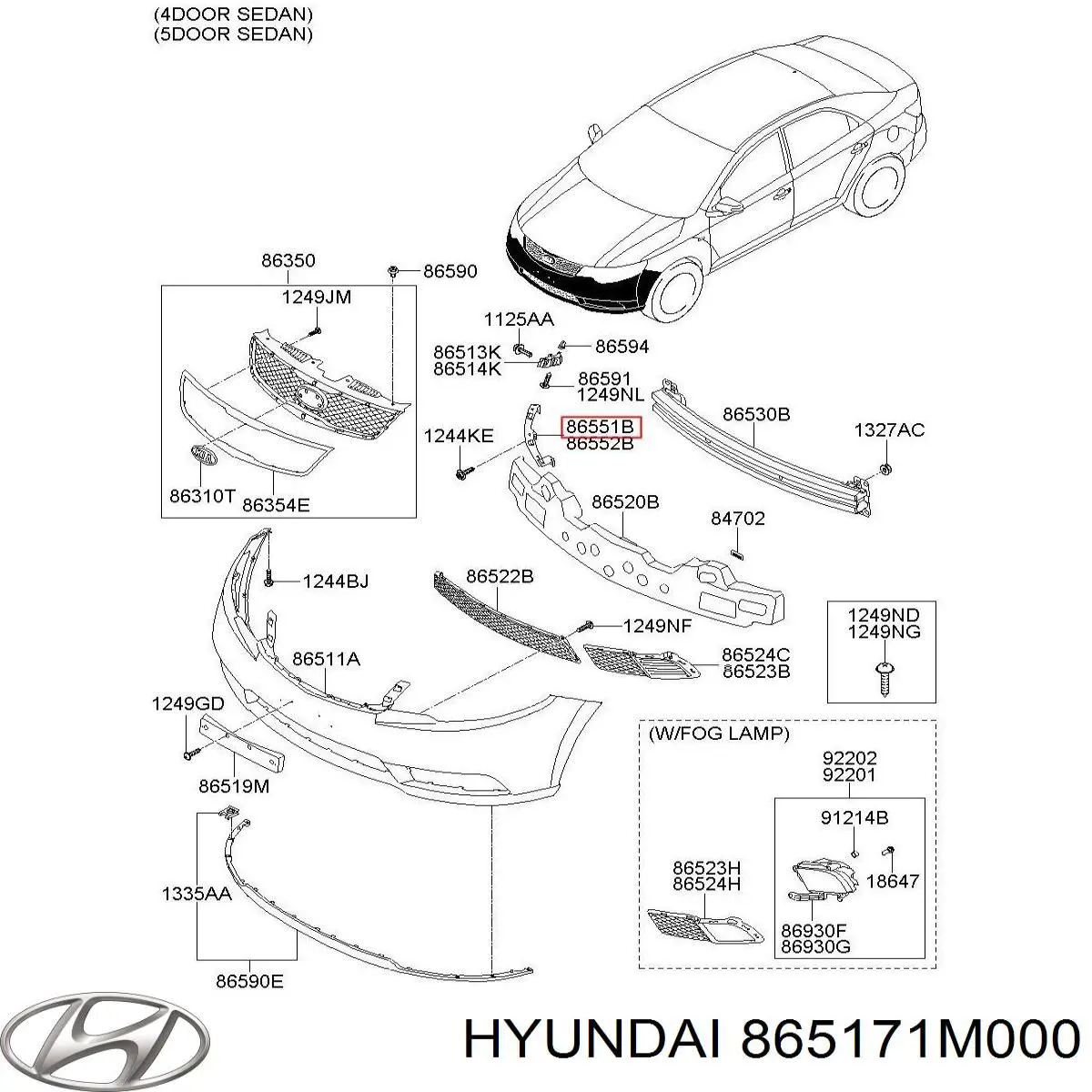865171M000 Hyundai/Kia soporte de parachoques delantero izquierdo