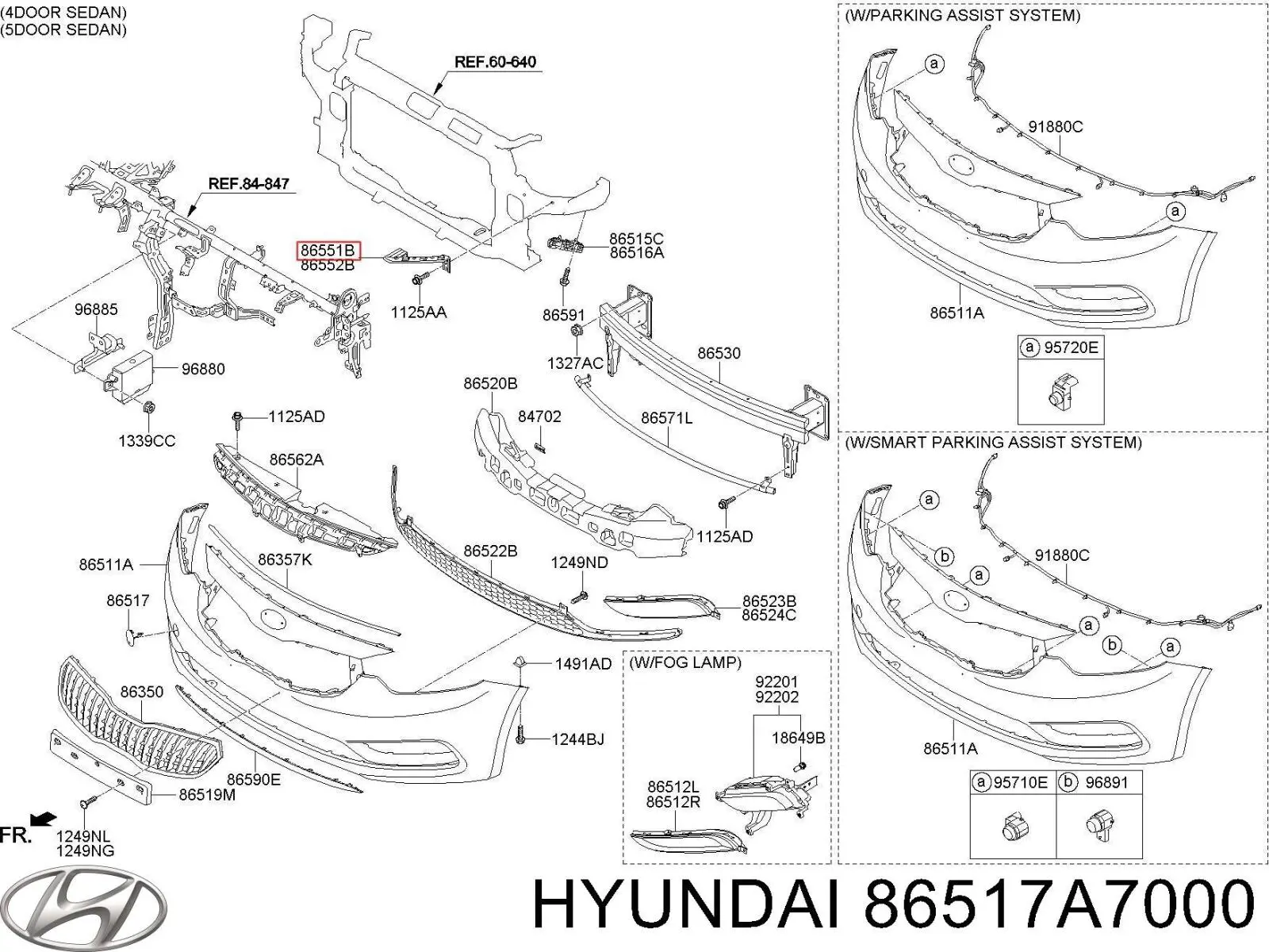 86517A7000 Hyundai/Kia soporte de parachoques delantero izquierdo