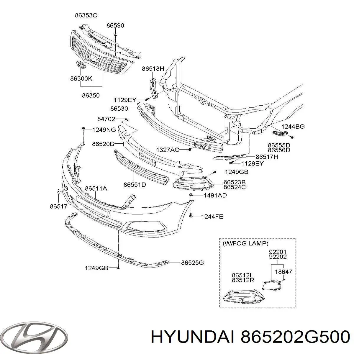 865202G500 Hyundai/Kia absorbente parachoques delantero