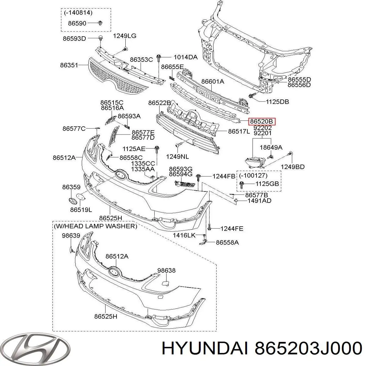 Absorbente paragolpes delantero para Hyundai Veracruz 