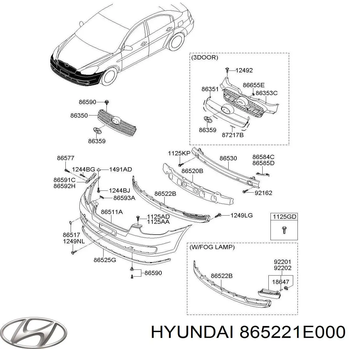 865221E000 Hyundai/Kia rejilla de ventilación, parachoques delantero