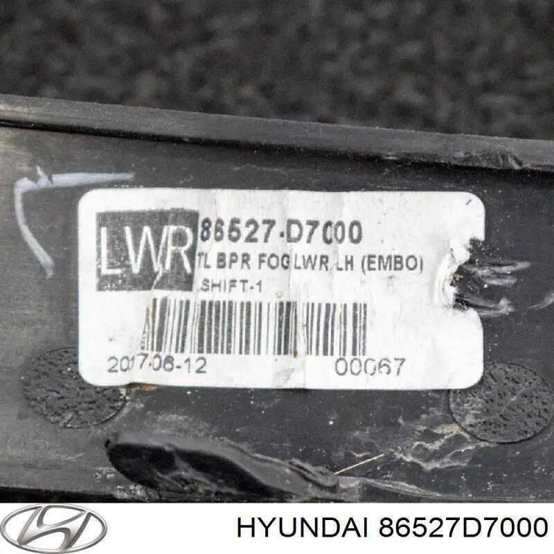 86527D7000 Hyundai/Kia moldura de parachoques delantero izquierdo