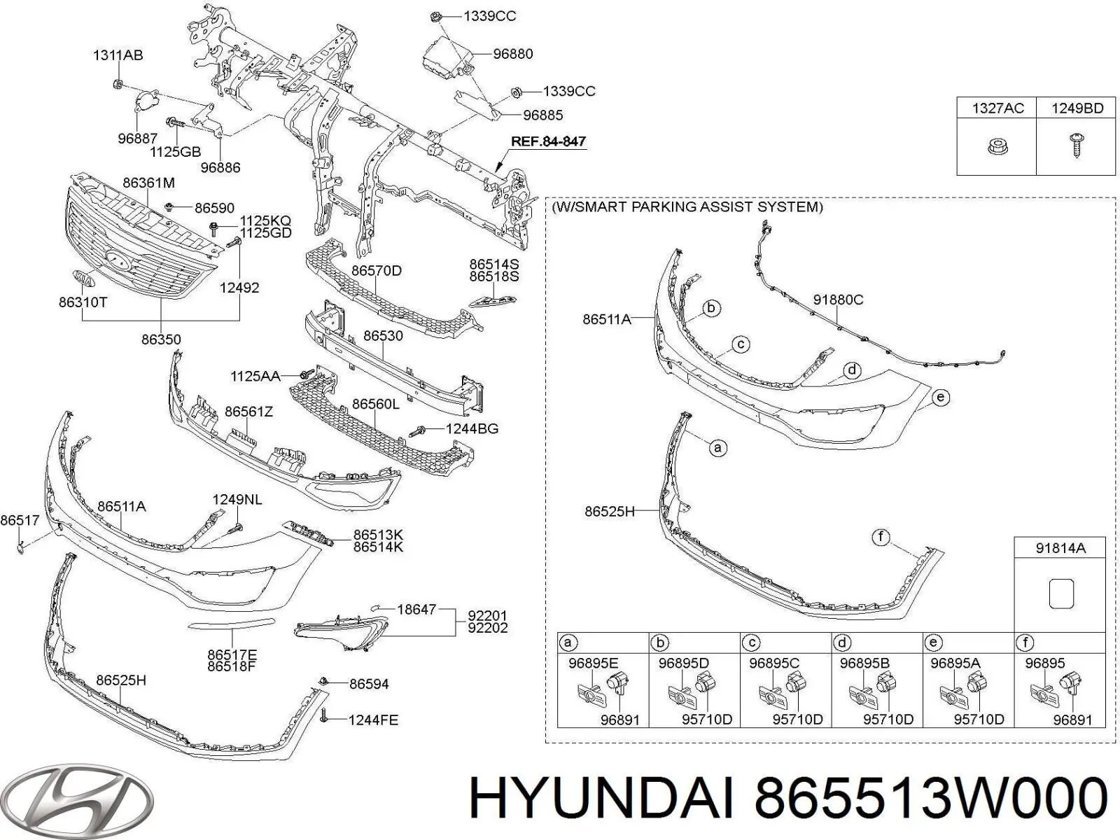 865513W000 Hyundai/Kia soporte de amplificador de parachoques delantero