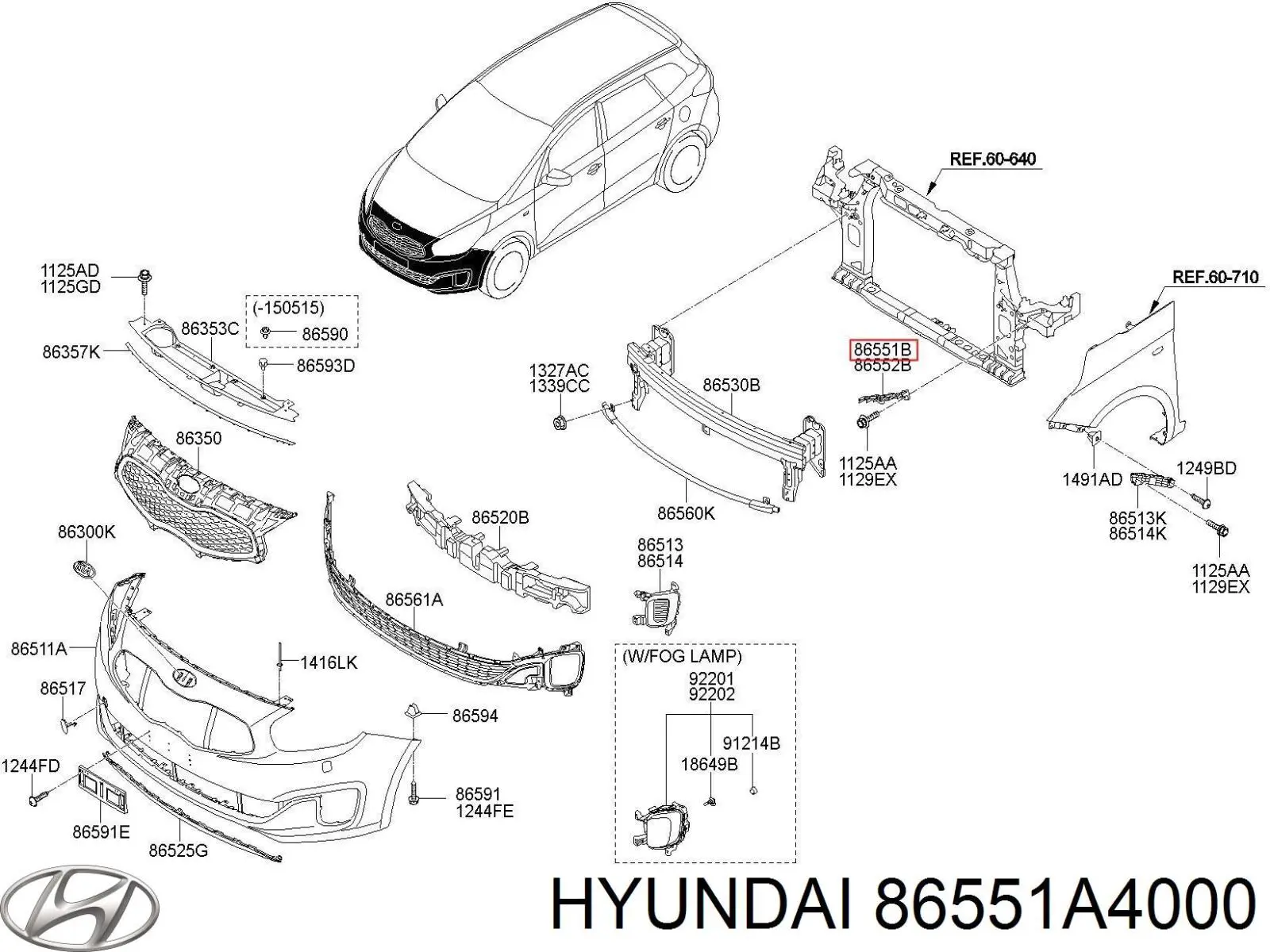 Soporte de parachoques delantero izquierdo Hyundai/Kia 86551A4000 precio, desde 14,20 EUR