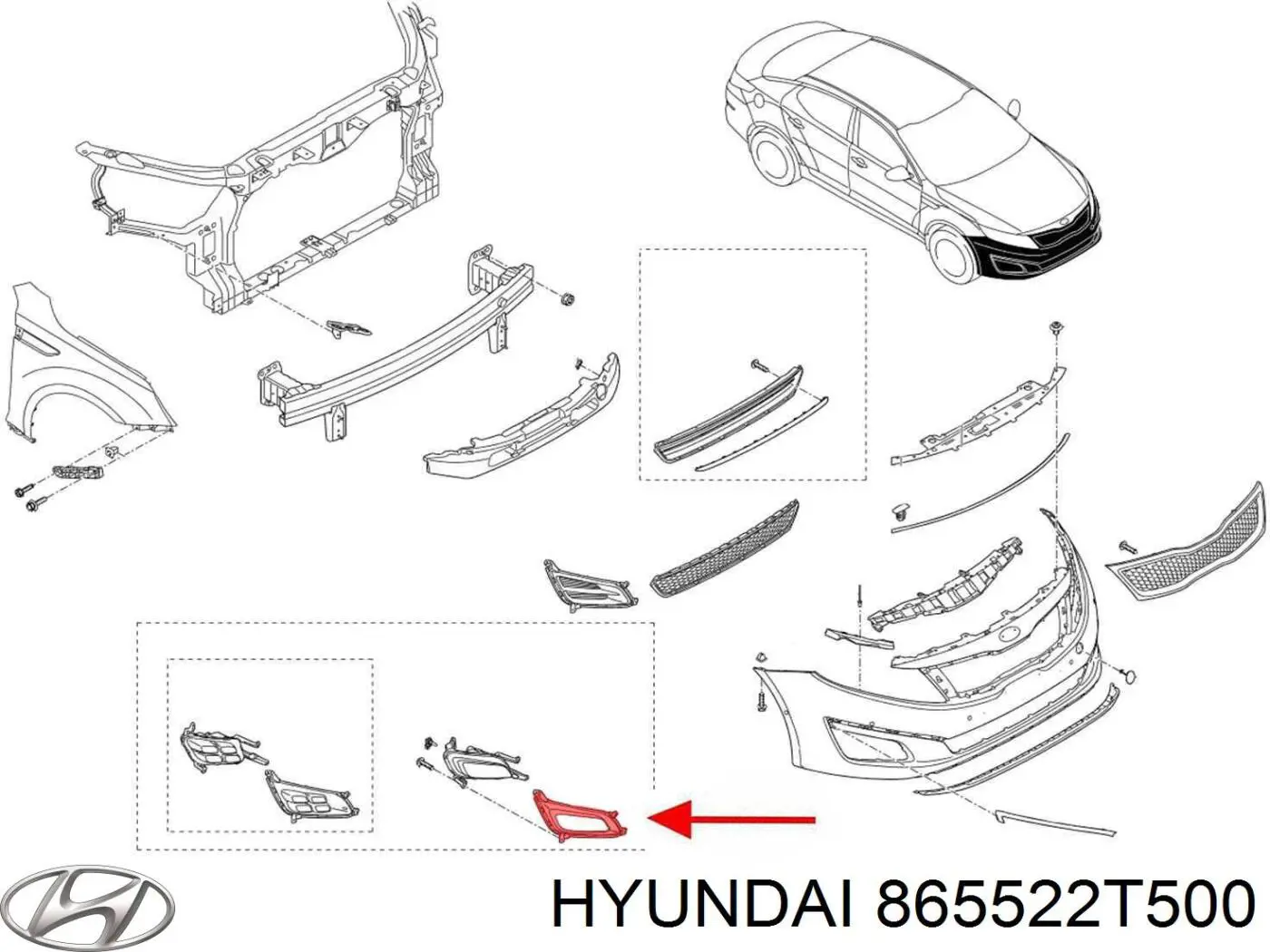 Tapa de rejilla de faro antiniebla delantero derecho Hyundai/Kia 865522T500 precio, desde 64,98 EUR