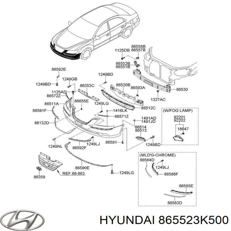 Soporte de paragolpes delantero derecho para Hyundai Sonata (NF)