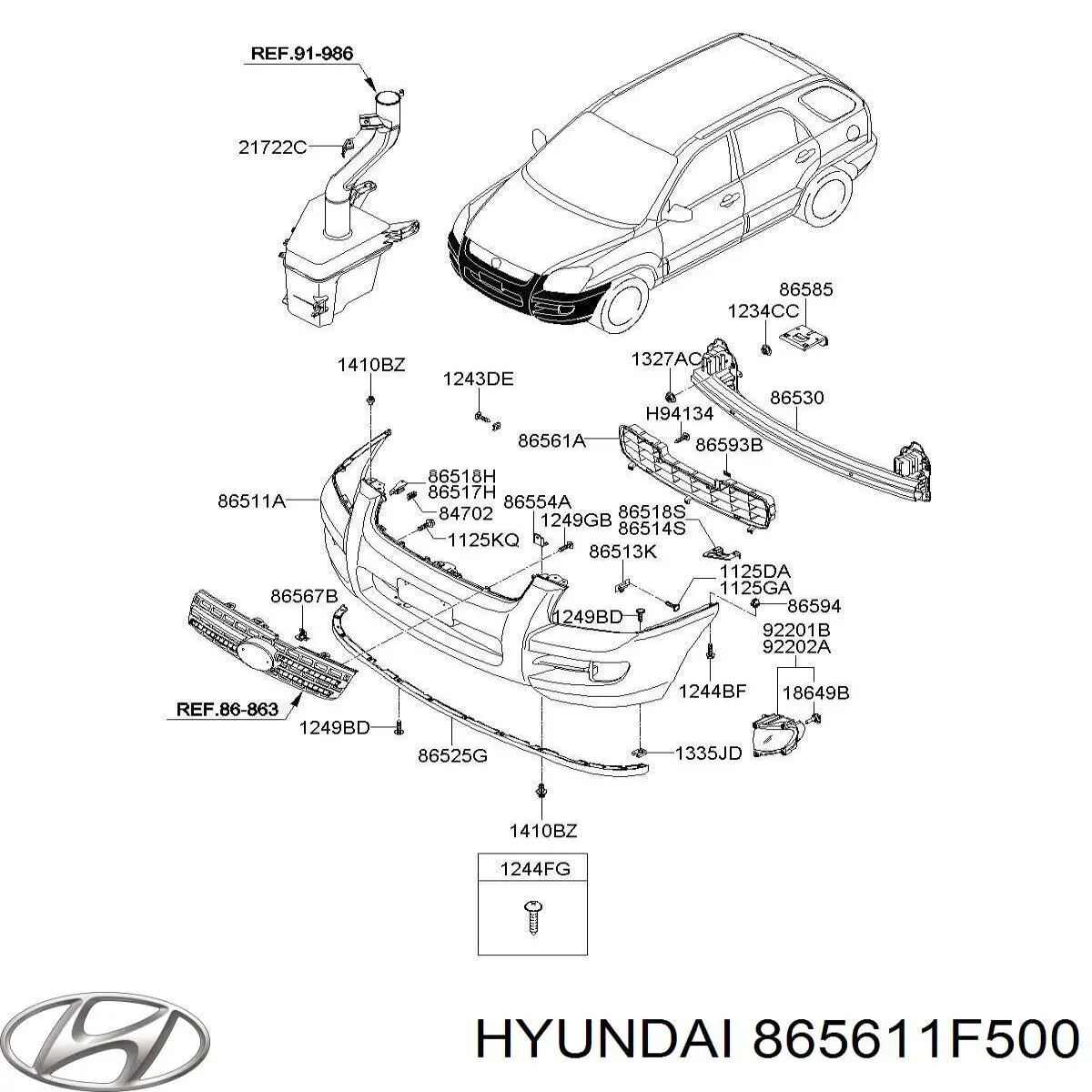 865611F500 Hyundai/Kia rejilla de ventilación, parachoques delantero