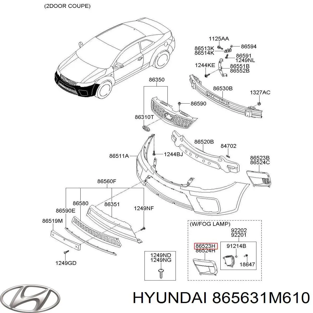 865631M610 Hyundai/Kia embellecedor, faro antiniebla izquierdo