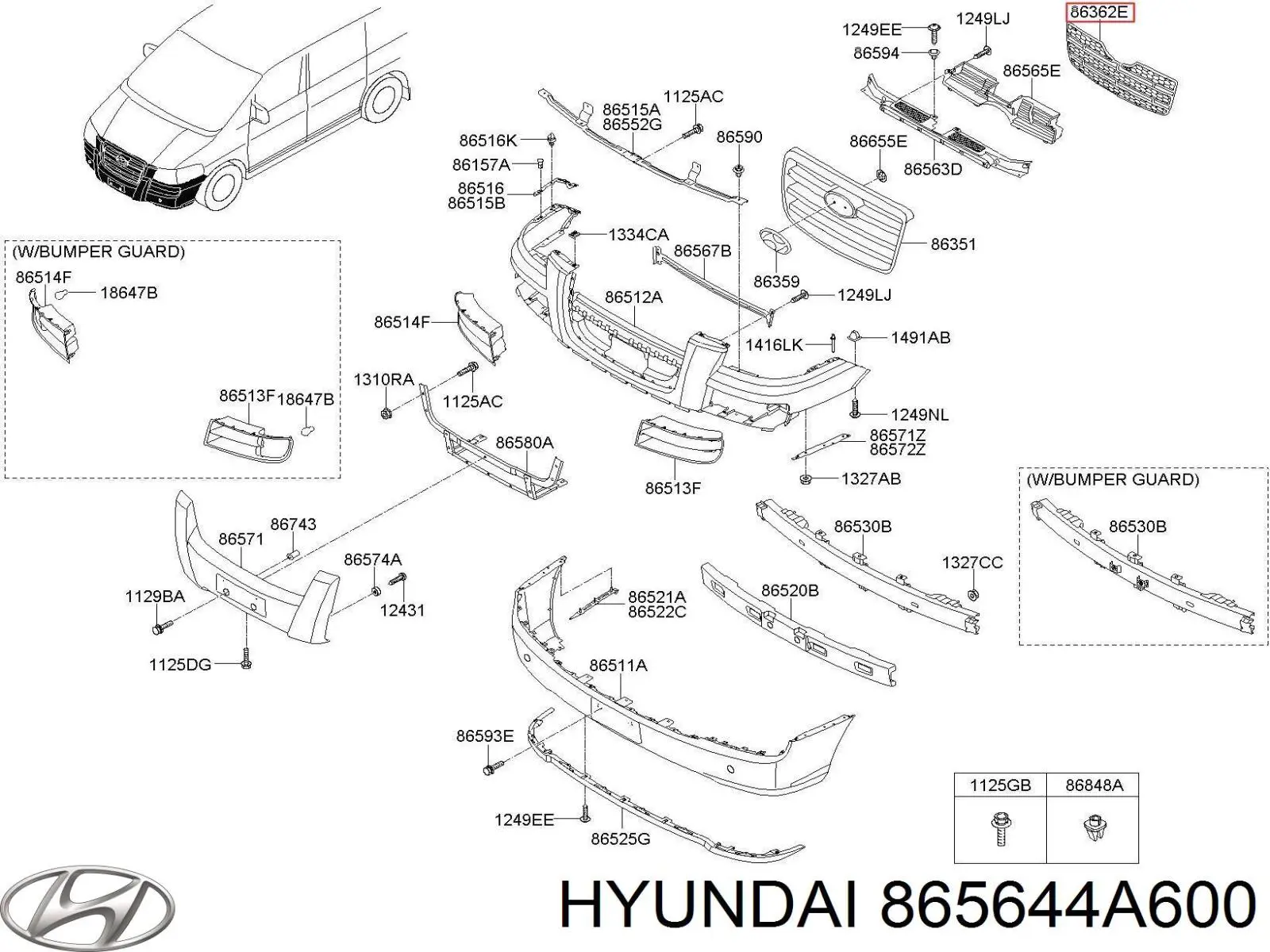 865644A600 Hyundai/Kia parrilla