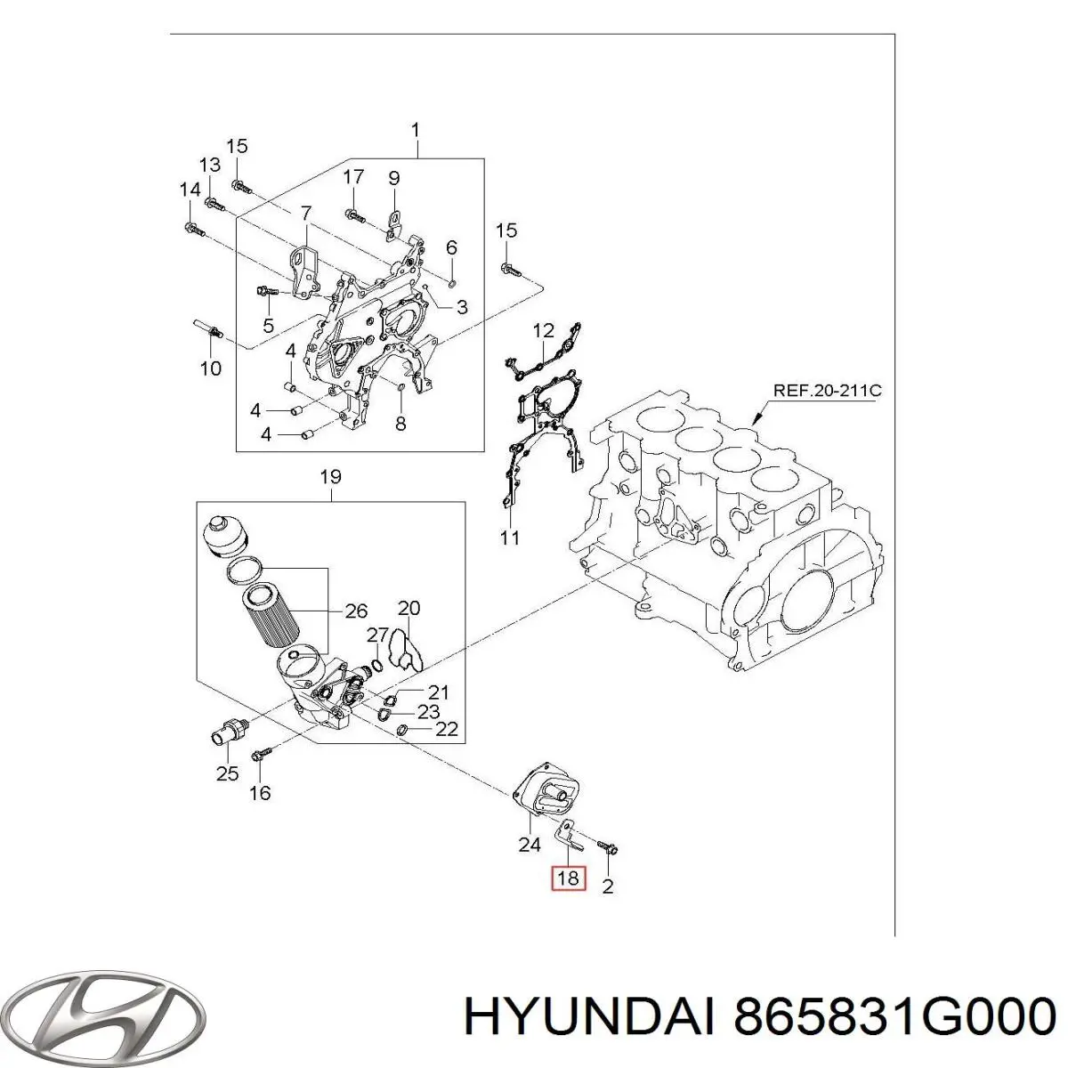 865831G000 Hyundai/Kia Soporte del refuerzo del parachoques delantero