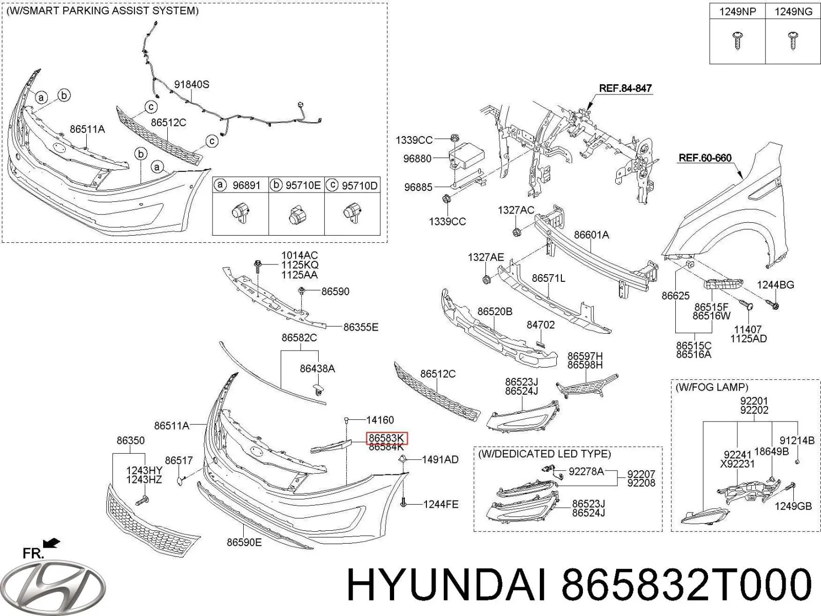 865832T000 Hyundai/Kia soporte de parachoques delantero izquierdo