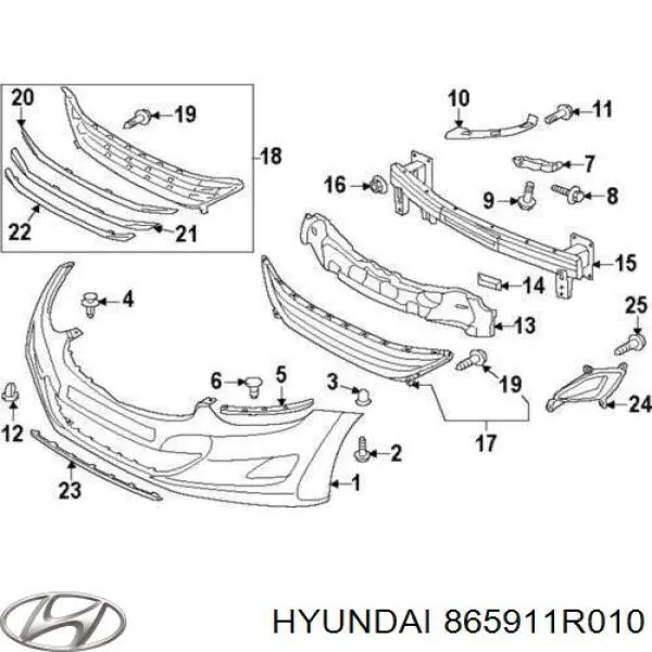 865911R010 Hyundai/Kia alerón parachoques delantero