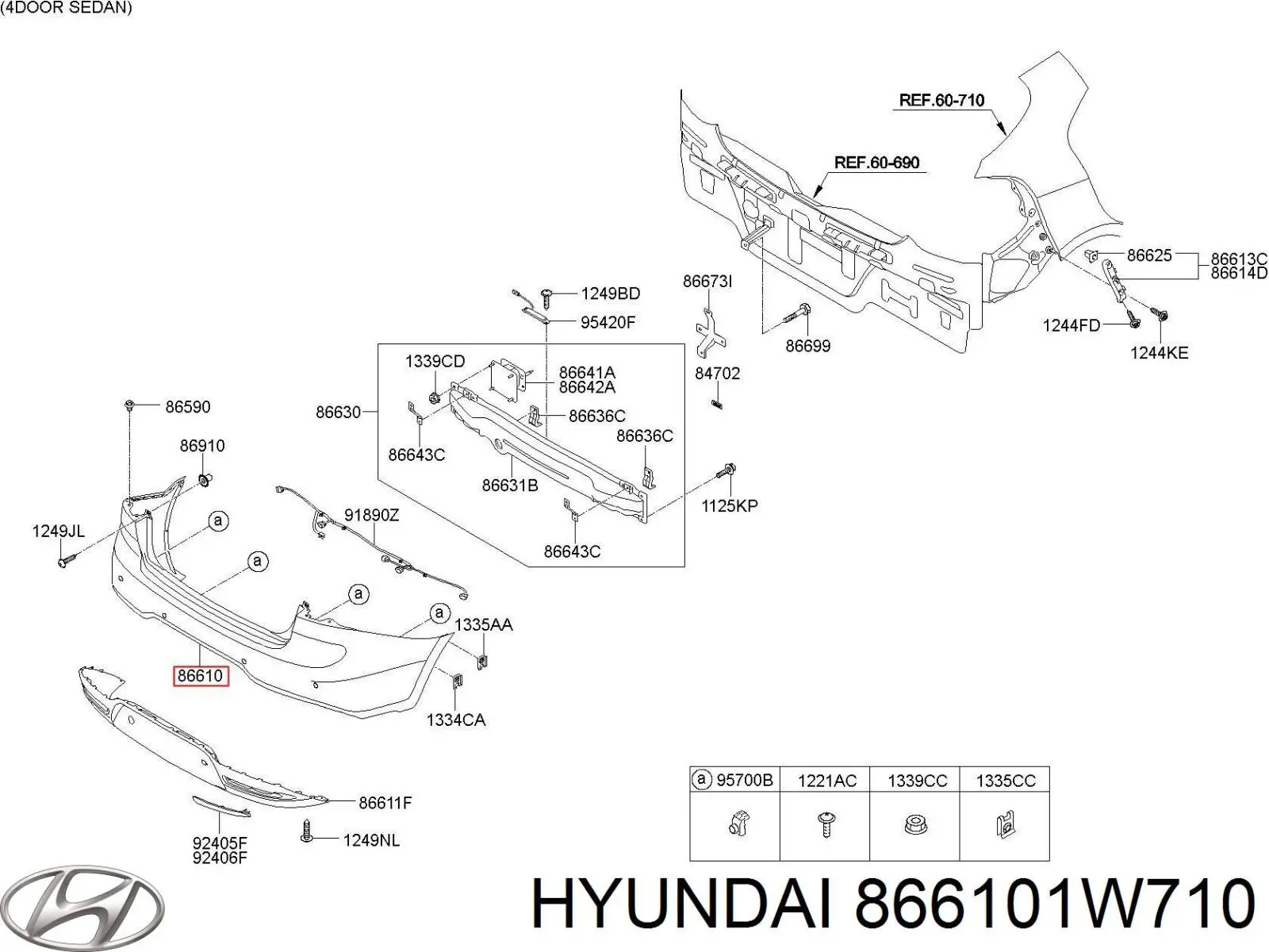 866101W710 Hyundai/Kia parachoques trasero