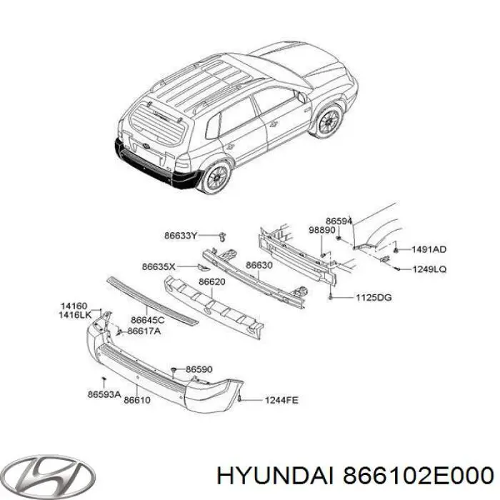 866102E000 Hyundai/Kia parachoques trasero