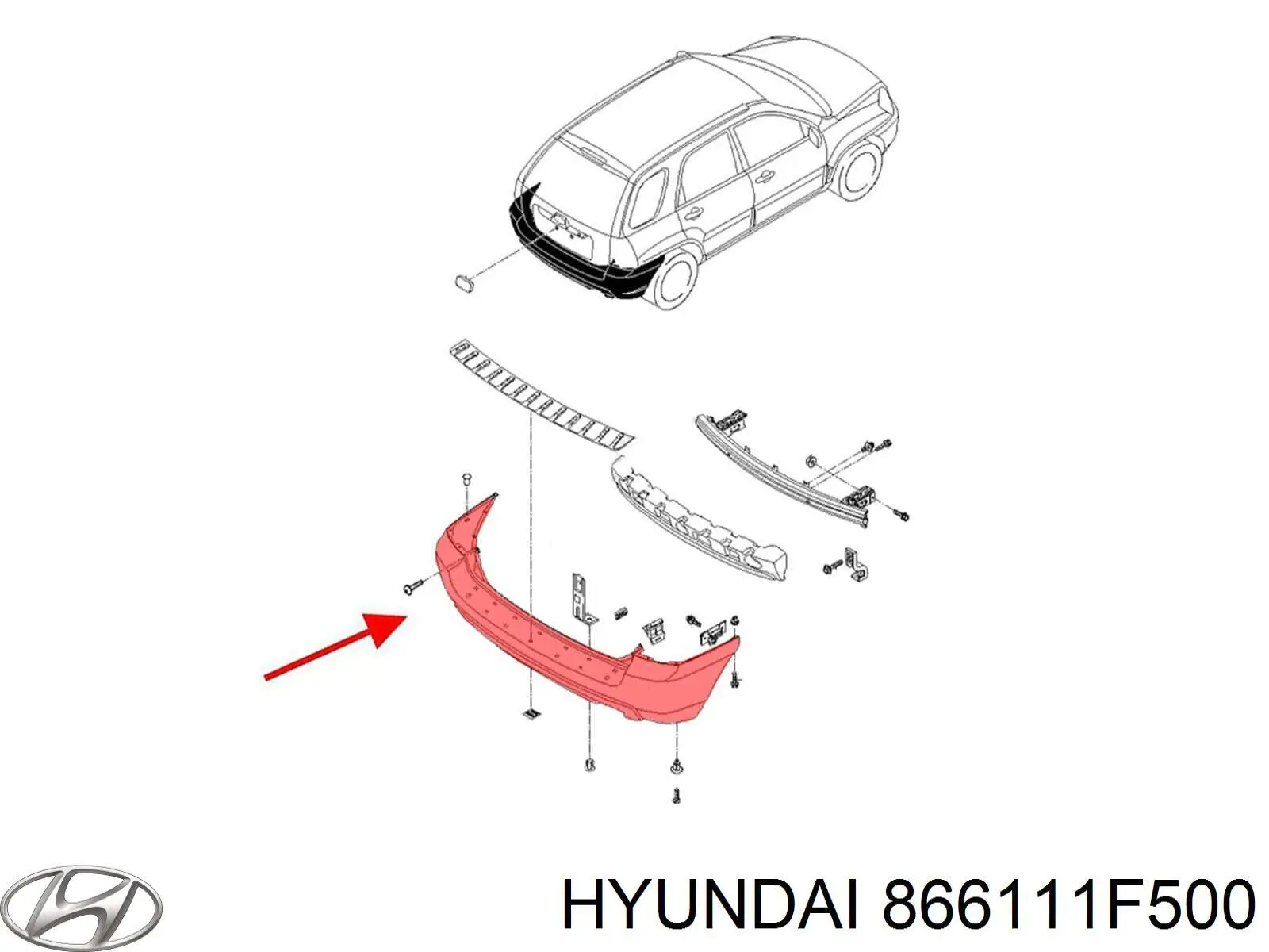 Parachoques trasero 866111F500 HYUNDAI