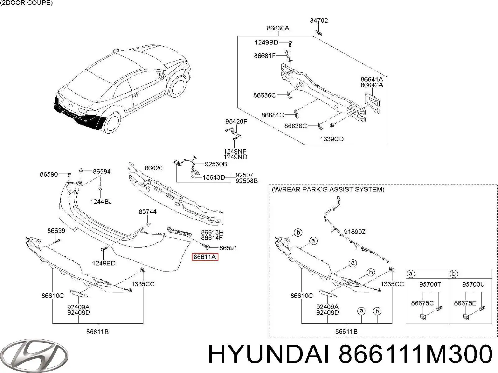 866111M300 Hyundai/Kia parachoques trasero
