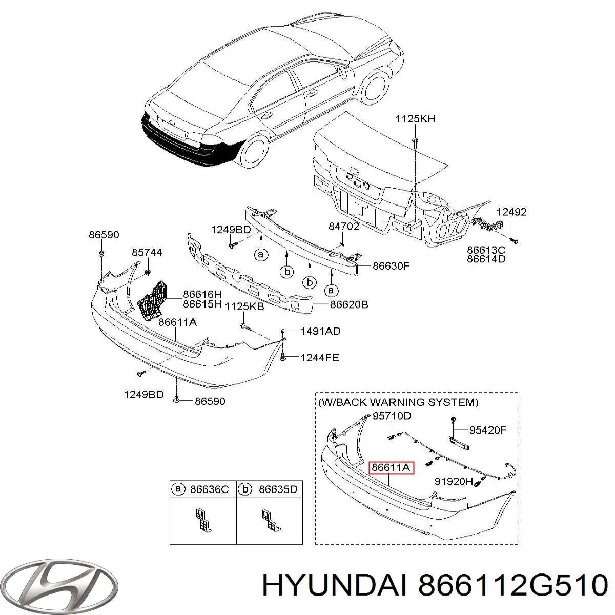 866112G510 Hyundai/Kia parachoques trasero